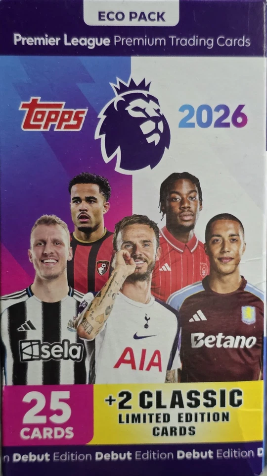Topps Premier League 2026 Premium Trading Card 25 Cards Limited Edition Eco Pack