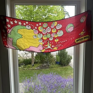 1960s Peter Max Colorful Silk Scarf With Some Small Stains And Thumbtack Holes - Picture 1 of 9