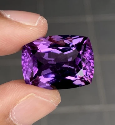 100% Natural Amethyst 20.56CTS fancy unique cushion cut / Bolivian Amethyst - Image 1 of 4