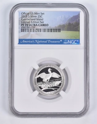 2018-S Silver PF70 ANT Cumberland Islands Quarter Limited Edition NGC *5244 - Image 1 of 4