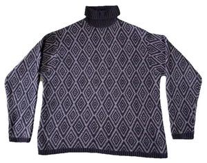 Vintage Gap Mens 100% Lambs Wool Turtleneck Sweater Fair Isle Ribbed Size XL - Picture 1 of 4