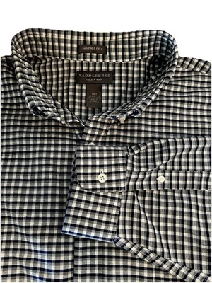 Saddlebred Men’s 3XLT Blue Green Plaid Shirt BIG &TALL Cotton  - Image 1 of 4