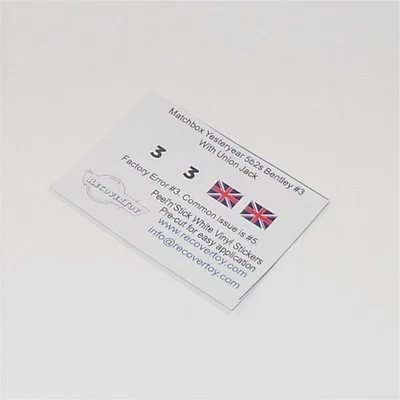 Matchbox Yesteryear  5 b2 1929 Bentley 4.5L RN3 & Flags Stickers - Image 1 of 3