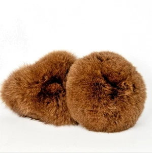 VINTAGE ECHT NERZ PELZ KISSEN SET HERZ & RUND BRAUN 10 ZOLL LUXUS DEKOR - Bild 1 von 6