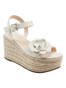MARC FISHER Womens Ivory Flower Venom Almond Toe Wedge Espadrille Shoes 7 M - Picture 1 of 11