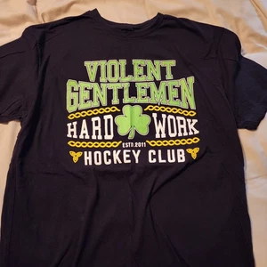 Men's Violent Gentlemen Hockey Club Hard Work St. Patrick's Day Large Tee Shirt - Picture 1 of 1