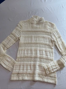Joseph Ribkoff Vintage White Lace Turtleneck Lace Ruffle Long Sleeve Shirt Sz 8 - Picture 1 of 9