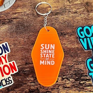 Vintage Style Hotel Keychain - Orange - Motel Style - Picture 1 of 2