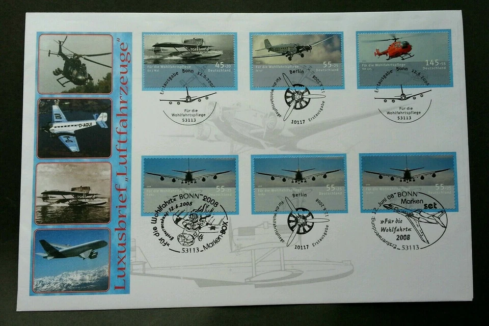 [SJ] Germany Airplane 2008 Aviation Helicopter Air Transport (FDC) *multi PMK - Image 1 of 4