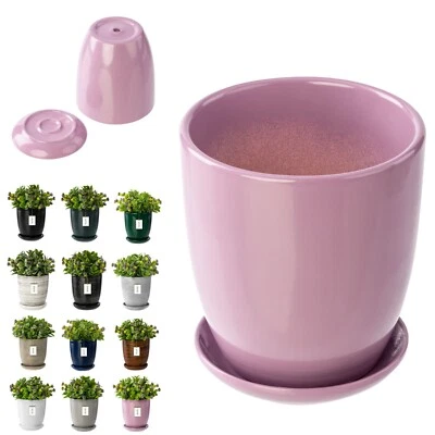 Blumentopf Blumenübertopf Blumenschale mit Untersetzer Rund Verschiedene Größen  - Bild 1 von 3