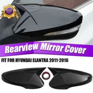 Gloss Black Side Wing Mirror Cover Cap Add-on Fits Hyundai Elantra 2011-15 2016 - Bild 1 von 10