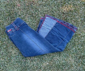 Ecko Red Denim Skirt Side Slit A Line Womans 13 Modest Retro Y2K Grunge Skater - Picture 1 of 11