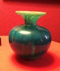 Petit Vase Vintage Mdina 10X14 Tons Bleuvert Parfait Etat