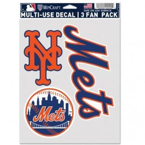 New York Mets Multi Use Fan 3 Pack Decal Set [NEW] MLB Sticker Emblem Car - Picture 1 of 1