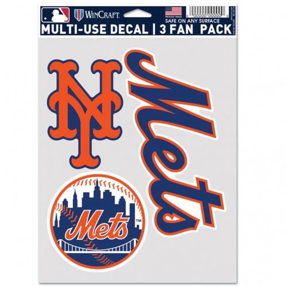 New York Mets Multi Use Fan 3 Pack Decal Set [NEW] MLB Sticker Emblem Car - Image 1 of 1