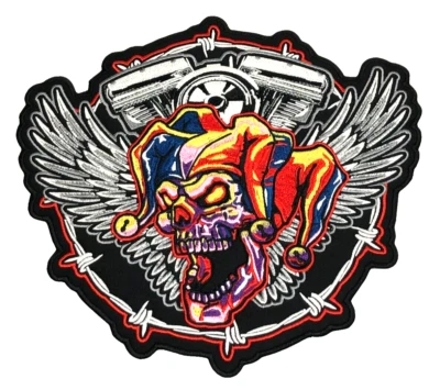 Patches Sew & Iron On Clothing Jackets Coat Motorcycle CLOWN  JOKER RIDE BIG # 8 - Image 1 of 3