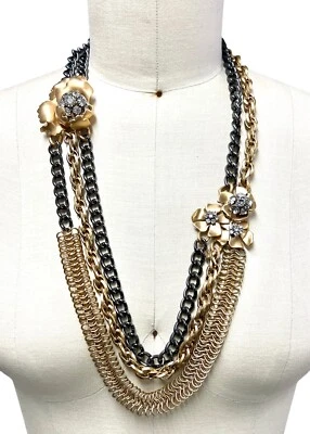 J.Crew Jumbo Crystal Blooms 3D Statement Necklace LONG RARE BIG - Image 1 of 4