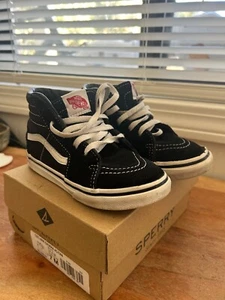 Vans Off The Wall SK8 Hi Top Black White Size 9 Toddler Skate Sneakers - Picture 1 of 4