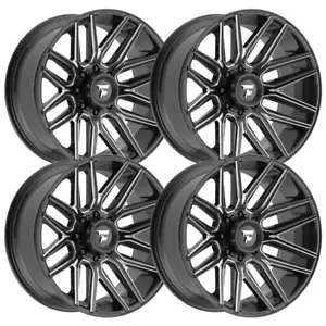 (Set-4) Fittipaldi FA14BM 20x9 5x114.3/5x127 0mm Black Wheels Rims 20 Inch - Picture 1 of 7