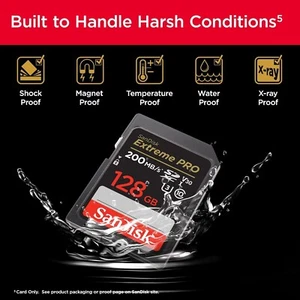 SanDisk Extreme 128GB SDXC UHS-I Memory Card, 200MB/s 4K Video (Damaged Box) - Picture 1 of 7