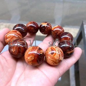 10-22mmCertificate nature Mexican Amber beeswax Round Bead Bracelet AAA - Picture 1 of 12