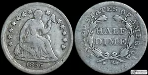 1856 Seated Liberty Half Dime, Very Good+ Condition, Free Shipping, Silver C6420 - Picture 1 of 3