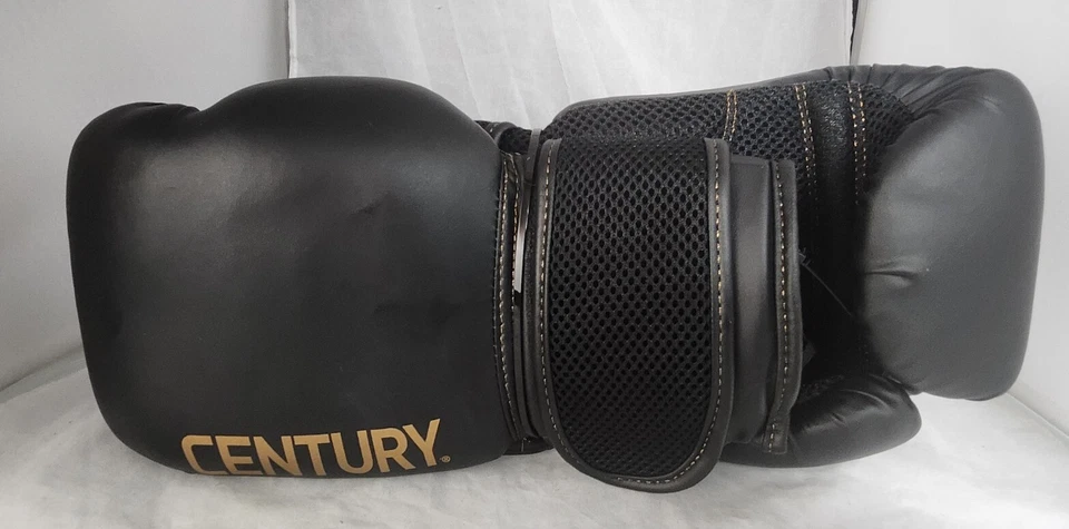 CENTURY Training Boxing Gloves Black/gold Mesh Palm 14 Oz