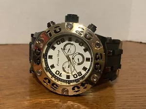 OROLOGIO MILITARE TONO ORO OCEAN DEEP 52mm CASSA OTTONE E SILICONE, necessita di batteria ๐ - Foto 1 di 10
