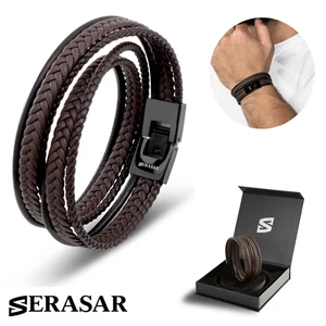 SERASAR | Herren Premium Lederarmband [Wickel] - perfektes Geschenk für Ehemann - Bild 1 von 19