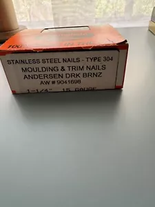 Stainless Steel Plain Shank Painted Trim Nails- 1lb Type 304 1-1/4” DRK Bronze - Picture 1 of 3