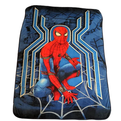 Marvel Spiderman Fleece Throw Blanket Blue Size 82x60 Character Big Logo - Image 1 of 4