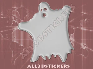 3D Sticker Decal Resin Domed Ghost Phantom Specter Adhesive Decal  Silver - Picture 1 of 1