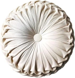 Round Throw Pillow Velvet Home Decoration Pleated round Pillow Cushion for Couch - Picture 1 of 12