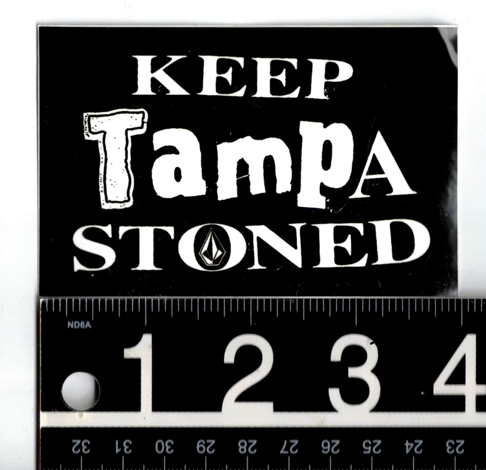 Volcom Keep Tampa Stoned Sticker 4 in x 2.5 in Black/White Skate Snow Decal - Image 1 of 1