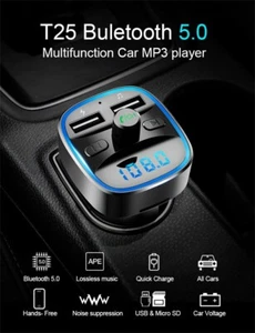 Bluetooth 5.0 Wireless FM Transmitter Radio MP3 Player USB Car Charger Adapter - Picture 1 of 11