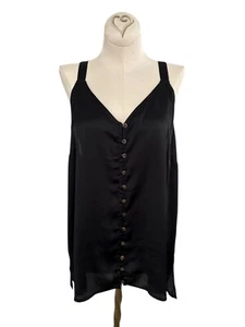 Mauve By Anthropologie Black Button Down Tank Top Womens Size 14 - Picture 1 of 7
