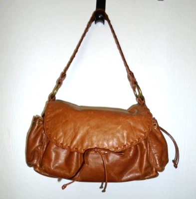 KOOBA Leather Hobo Slouch Bag Messenger Saddle Flap Zip Whipped Stitch Y2K 90 - Image 1 of 4