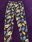 Womens Buttery Soft Black Feather Print Leggings Plus Size. Pre-owned.