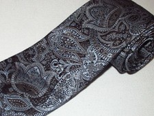New John W Nordstrom Tie Black Silver Paisley Thick Woven Luxury Designer Mens 