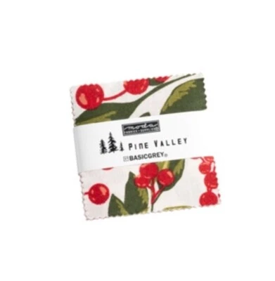 Moda Pine Valley Mini Charm Pack By Basic Grey Christmas Mistletoe 100% Cotton - Image 1 of 4