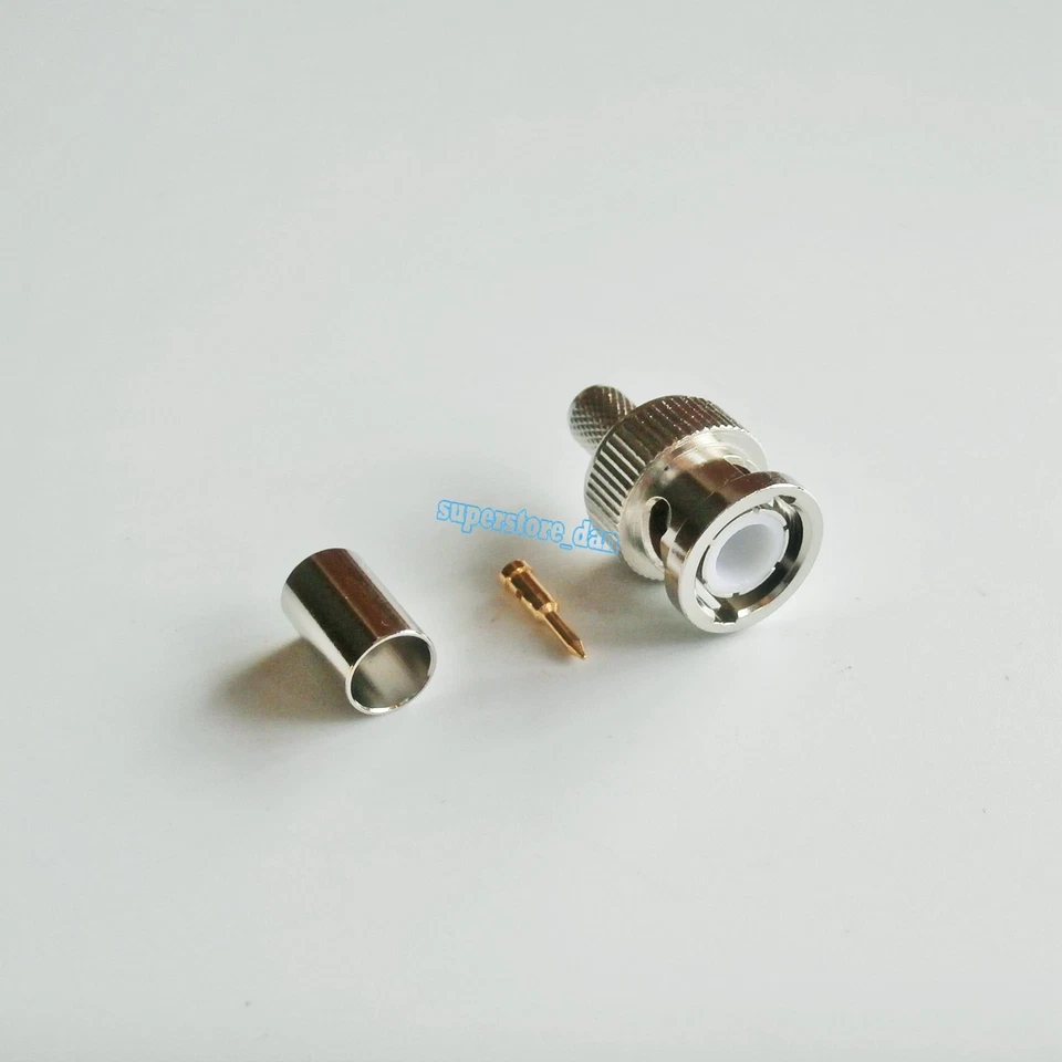 10X BNC male Q9 plug crimp for RG8X RG-8X LMR240 coax cable RF Connector - Image 1 of 3