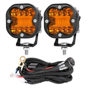 2X LED Work Light Bar Spot Fog Lamp Yellow Offroad Driving Pod+Switch Wiring Kit - Picture 1 of 12