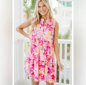 Neu mit Etikett Baltic Born rosa bunt Blumen Cami kurz Leinenmischung Kleid Gr. S süß Sommer - Bild 1 von 23