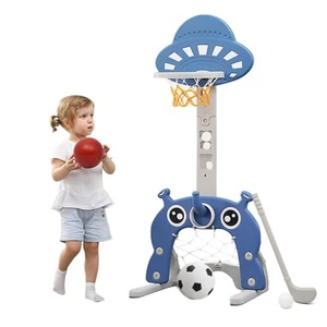 4 in 1 Kids Sports Center Toddler Basketball Hoop Indoor and Outdoor Basketball - Picture 1 of 8