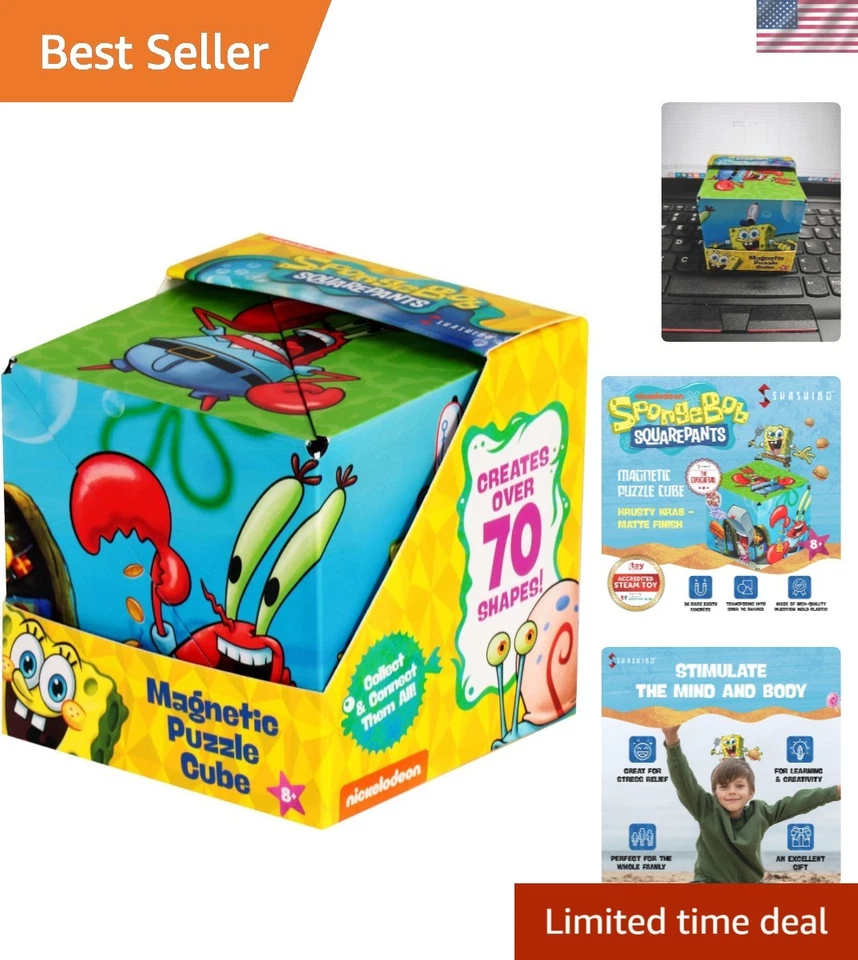 Bob Esponja Portátil Calça Quadrada Cubo Fidget - Mais de 70 Formas para Brincadeiras Criativas - Imagem 1 de 4