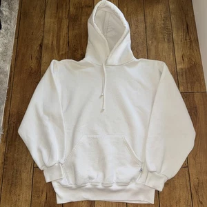 Vintage Russell Athletic Pull Over Hoodie White Med Made In USA 20x24 - Picture 1 of 8