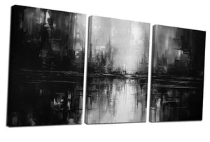 Large Abstract Canvas Wall Art for Living Room,Black and White Pictures Wall - Picture 1 of 7