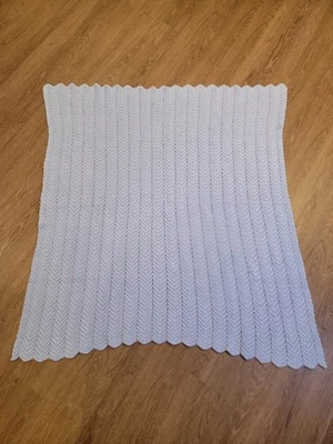 Vintage Baby Blue Baby Boy Crochet Blanket Crib Baby Shower Gift Handmade - Image 1 of 4