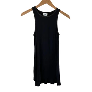 Y2K OLD NAVY Women's Gold Trim Tunic Tank Top Black Size XS Racerback Grunge - Picture 1 of 8