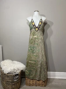Chan Luu M Halter Maxi Dress Boho Beaded  - Picture 1 of 13